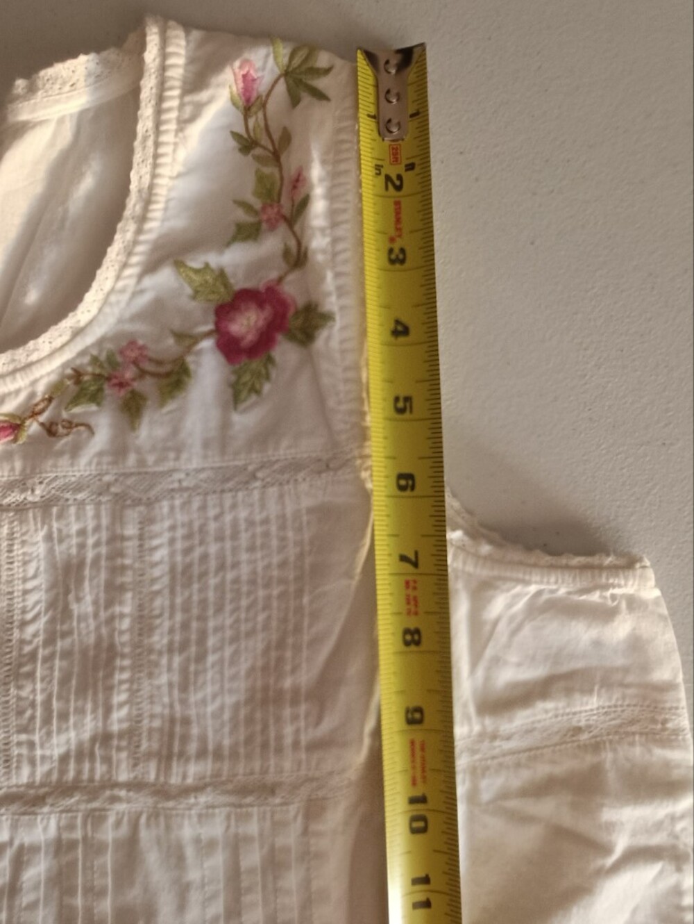 April Cornell Vintage White Cotton Embroidered Maxi Nightgown L Boho Coastal - Picture 13 of 14